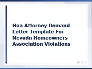 Nevada Hoa Demand Letter Templates for Violations