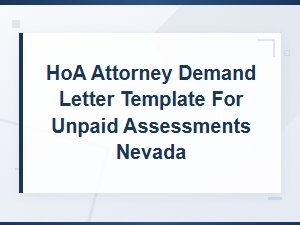 Nevada Hoa Demand Letter for Unpaid Assessments