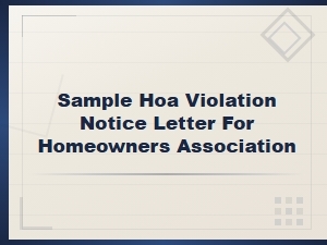 Sample Hoa Violation Notice Letter Template